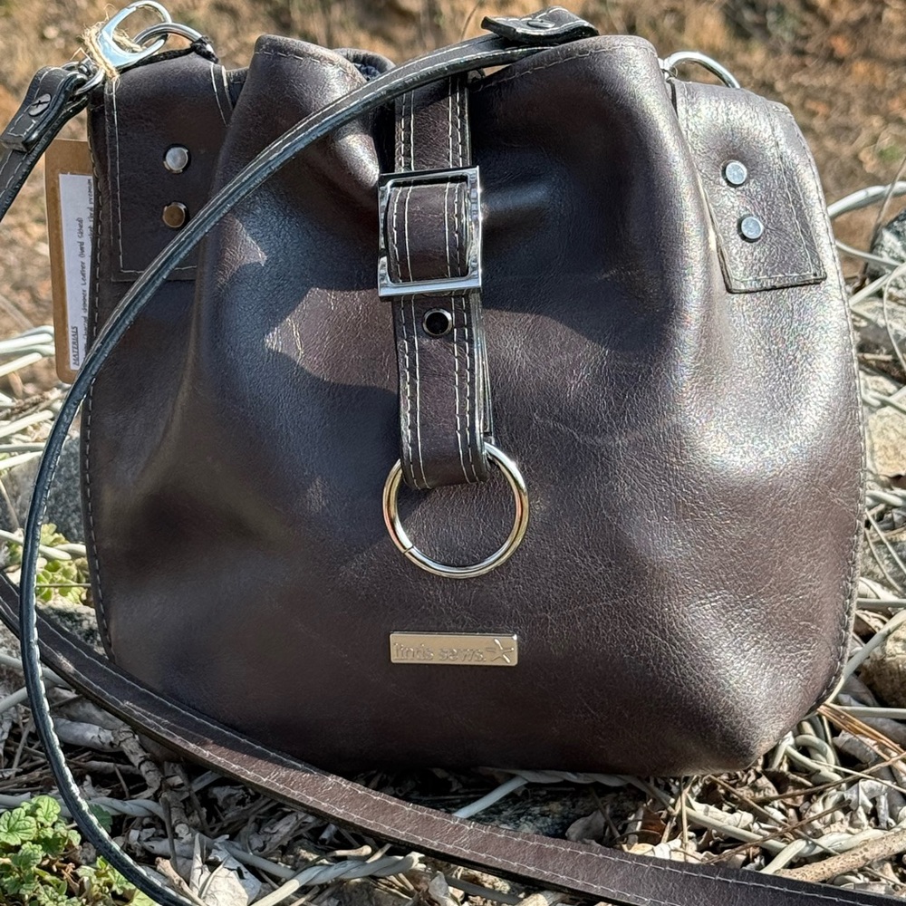 Charcoal Metallic Leather Women's Bag